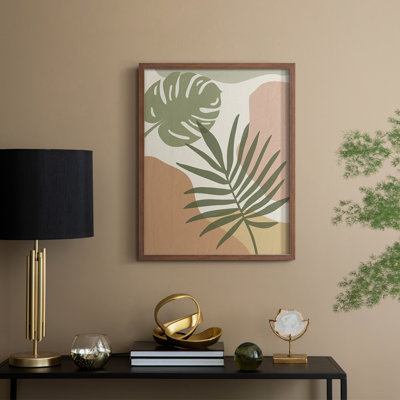 «Mid Century Palm I», reproduction encadrée - bois massif