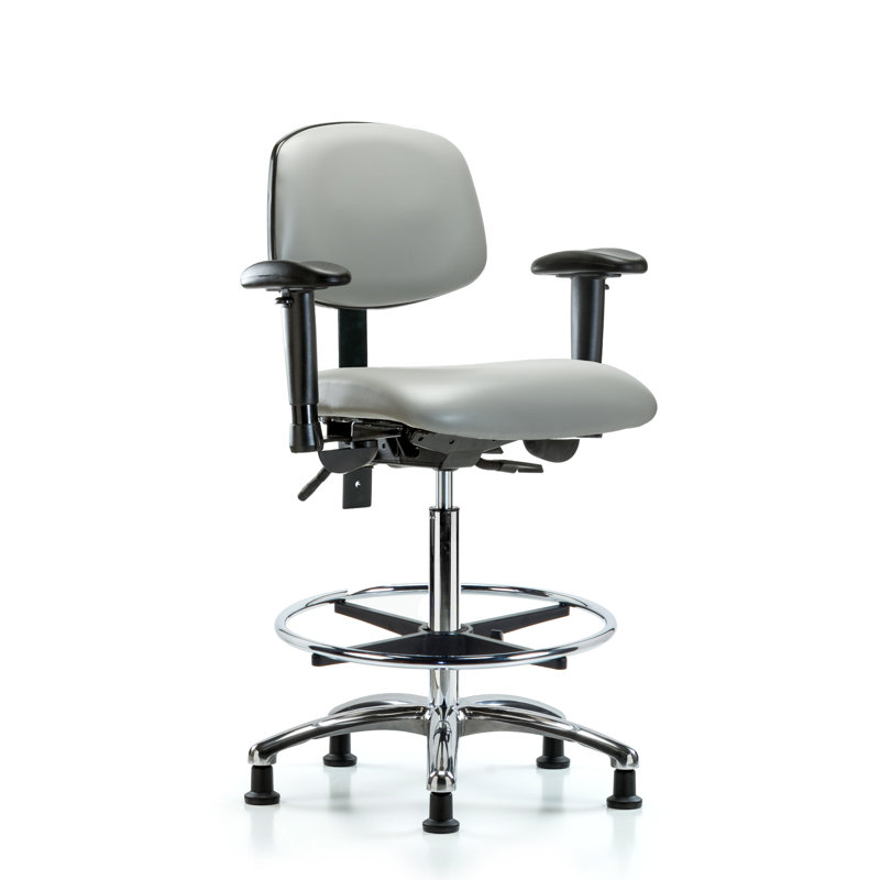 Anna Vinyl Drafting Chair, Dove, Glides, Not Included