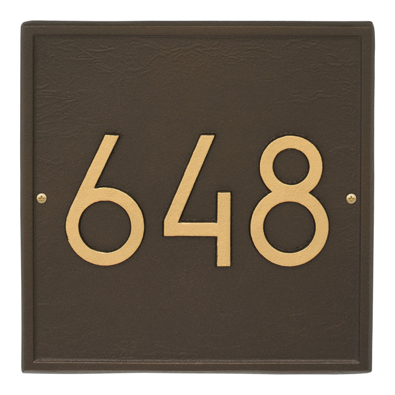 Plaque d'adresse murale 1 ligne personnalisée, Bronze vieilli, Oui