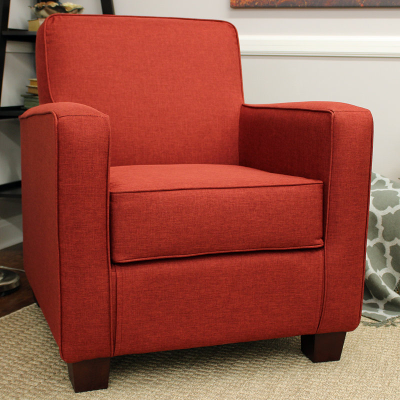 Upholstered Armchair, Jitterbug Picante Performance Basketweave