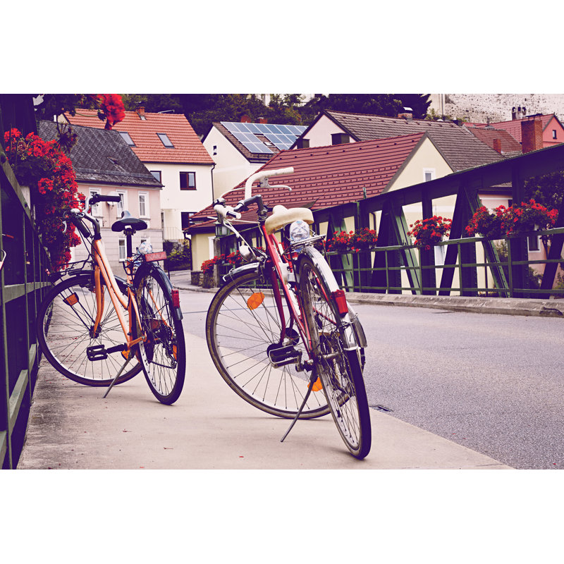 Bicycle On The Bridge by QueenMargo - Wrapped Canvas Print, 30cm H x 46cm W