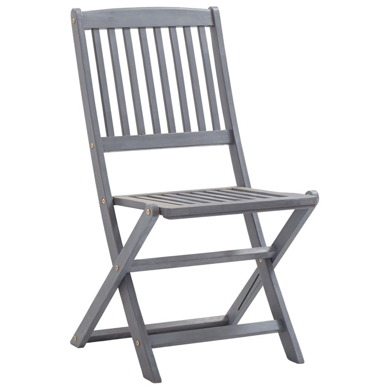 Porchella Folding Patio Dining Side Chair with Cushion, Grey