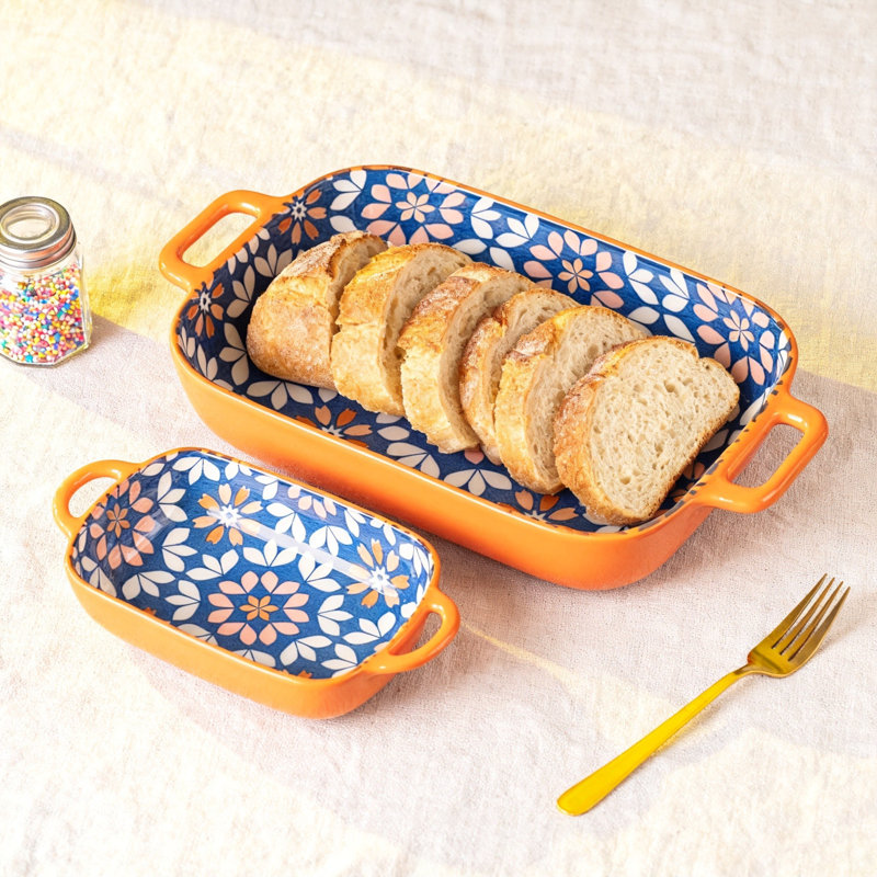 Rectangular Ceramic Baking Dish Set, 2 Pack (Royal Blue)