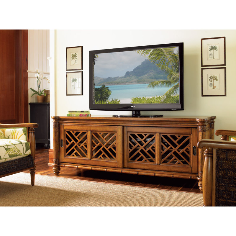 Traditional Brown Wood Media Console with Cabinet