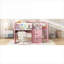 Lit plateforme mezzanine double en bois de pin rose chaud pour bureau intégré et rangement quotidien