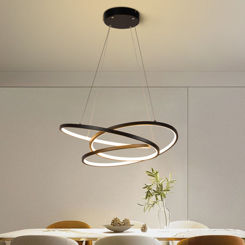 Luminaire suspendu à intensité variable 1 lumière DEL Jeevan, Noir mat