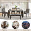 Ensemble de table avec 4 chaises, ensemble de table pour 4 avec chaises, ensemble de table en bois pour la cuisine, la salle à manger