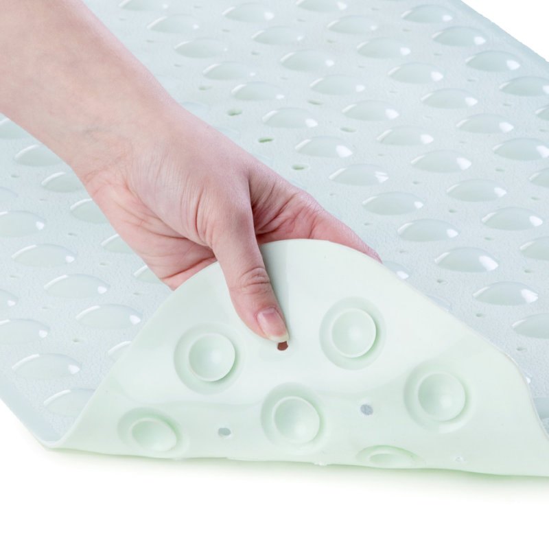 Extra Long Non-Slip Bathtub Mat with Suction Cups, Seafoam Green