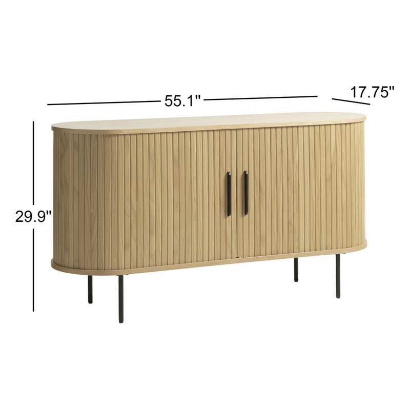 Iris 55'' Natural Oak Sideboard with Sliding Tambour Doors