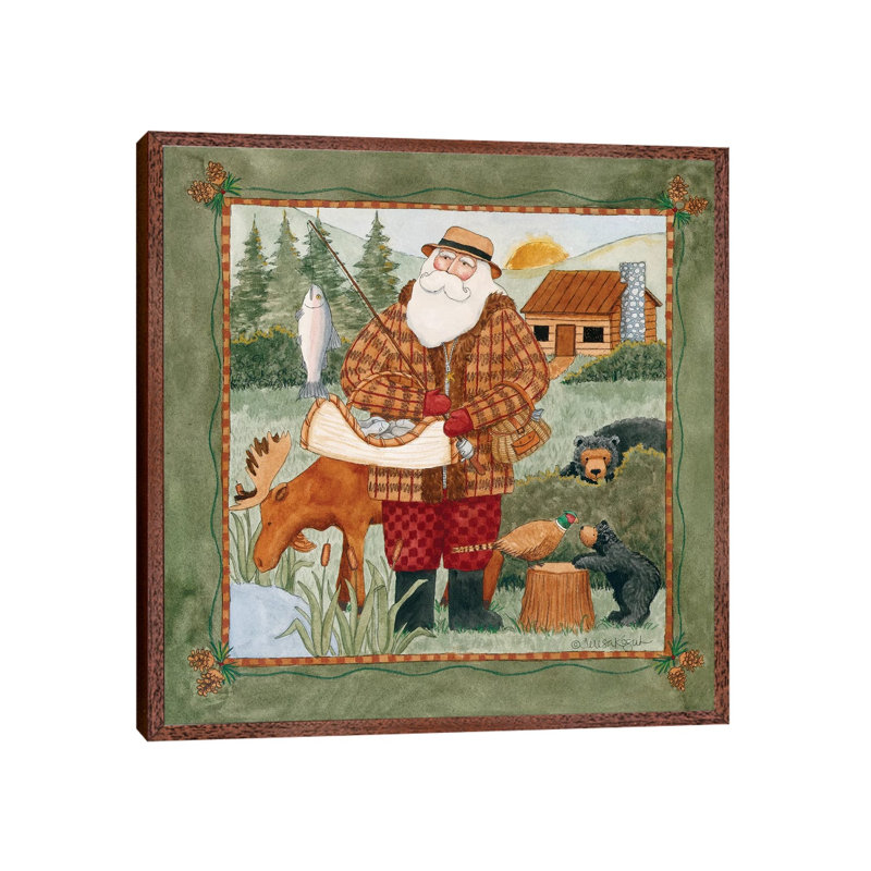 Catch Of The Day by Teresa Kogut - Painting on Canvas, Classic Brown Wood Floater Framed, 66.04cm H x 66.04cm W x 3.81cm D