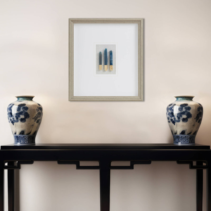 Blue Natural Agate Stones in Grey Shadow Box Frame