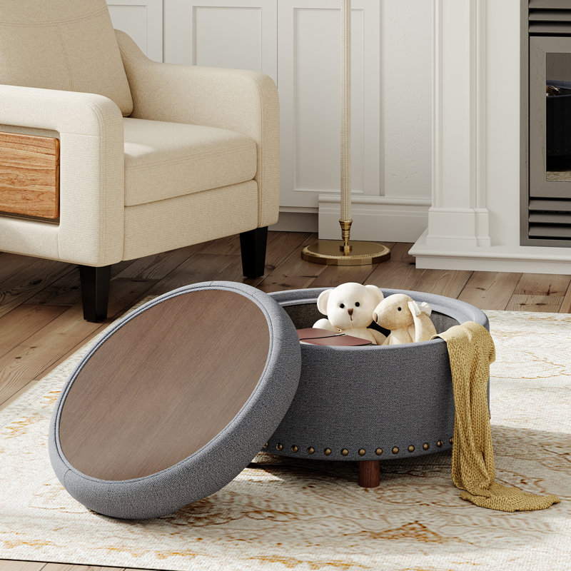 Repose-pieds de rangement surdimensionné 25 po, Gris foncé