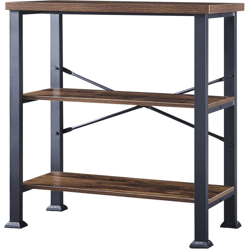Black 3-Tier Adjustable Metal Frame Bookshelf