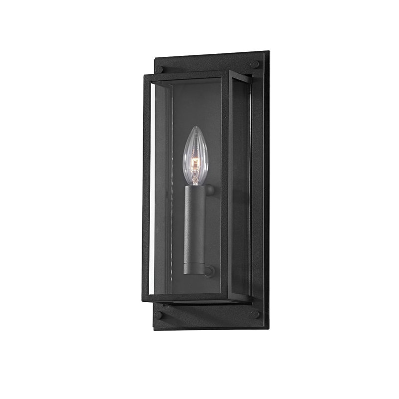 Grande applique murale d'extérieur 1 lumière Cadboro - Noir texturé, H 13,5 po x l 6,25 po x P 4 po