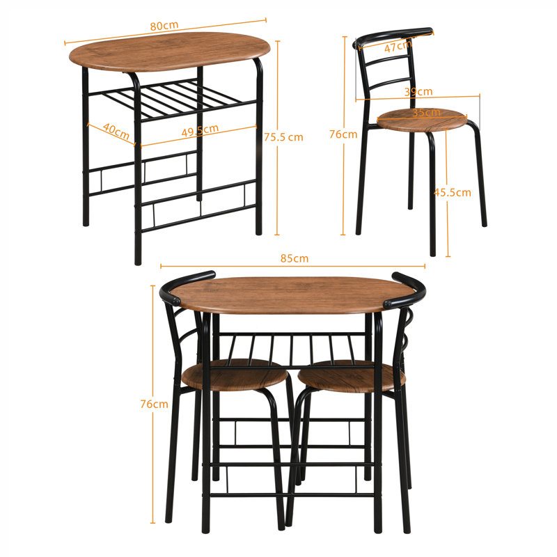 2 - Person Dining Set, Brown/Black