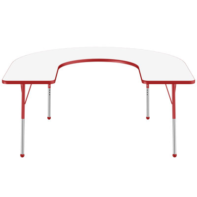 Table d'activité demi-lune effaçable à sec avec pieds réglables - Blanc