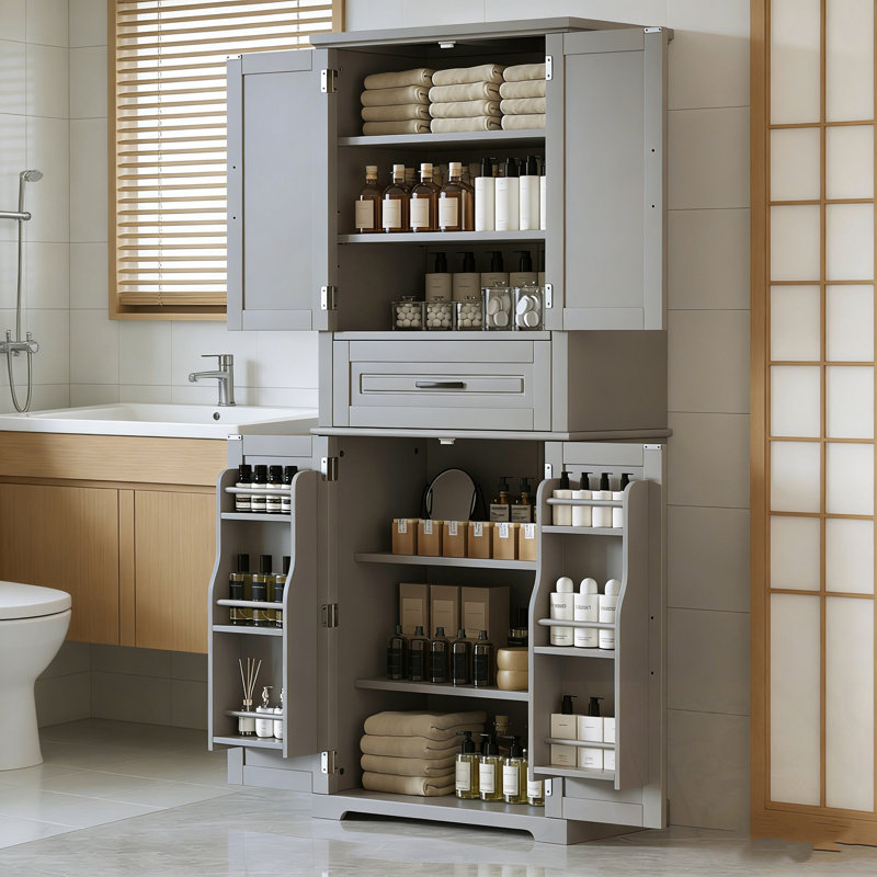 Gakona Cabinet with Drawer and Adjustable Shelf, Grey