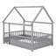 Lit de plancher en bois avec cadre de toit de maison, garde-corps de clôture-10122638-10122639