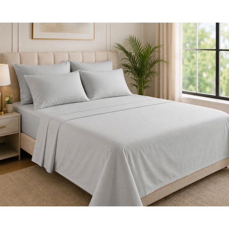 6-Piece Premium Deep Pockets Microfiber Sheet Set, Twin, Light Gray