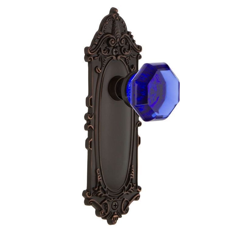 Plaque victorienne avec bouton de porte Waldorf Cobalt, Bronze intemporel
