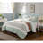 6 Piece Cotton Percale Quilt Set With Throw Pillows Aqua King/Cal King-121790711-121790712