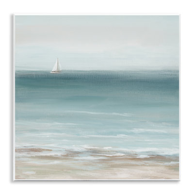 «Faraway Boat on Ocean», art mural sur bois par Nan