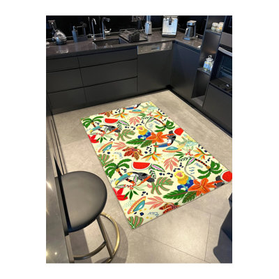 Tapis multicolore touffeté multicolore à motif de singe et d'arbre fruitier 3545