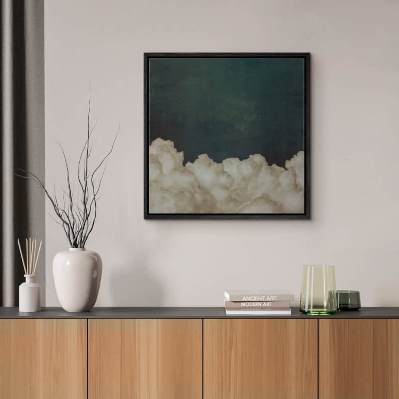 "Pastel bleu marine, nuages dans le ciel, aquarelle, détente minimaliste, décor moderne, art moderne 1-IRS29" sur, Noir