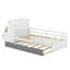 Lit plateforme simple en bois avec bibliothèque et garde-robe mobile-711063187