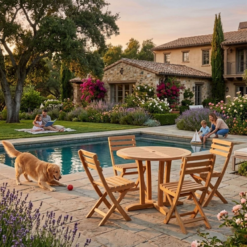 Descanso Alabama Outdoor 5 - Piece Teak Dining Set