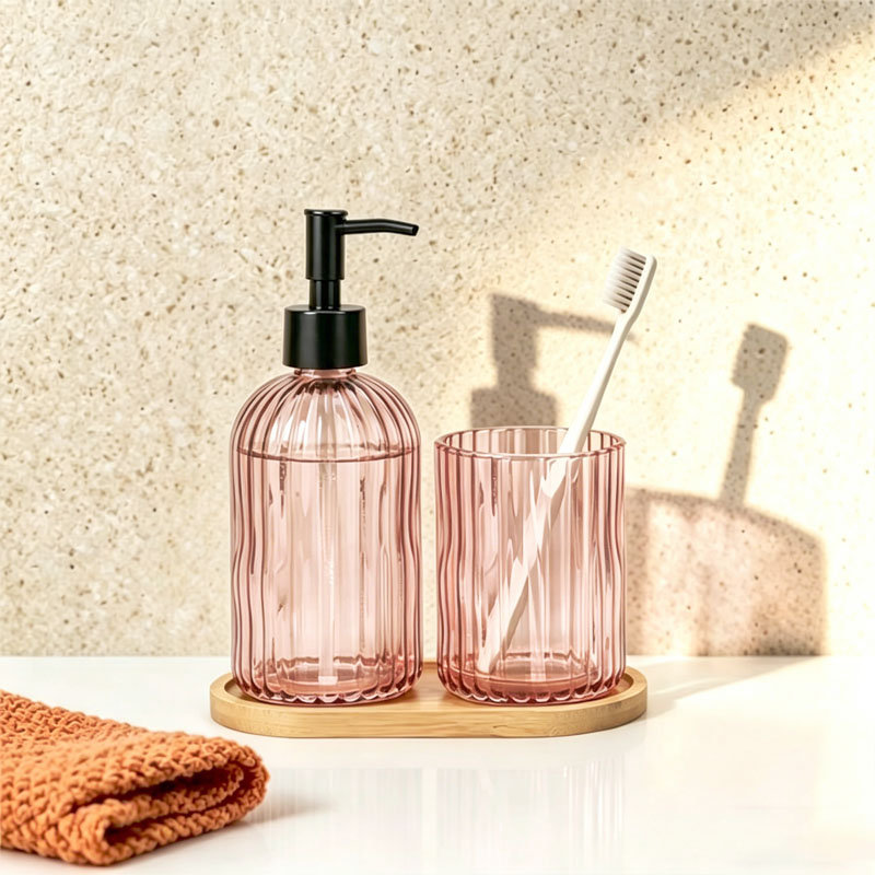 13.5 oz Vertical Ribbed Vanity Accessory Set