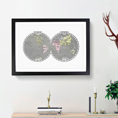 World Map Illustration - Framed Print