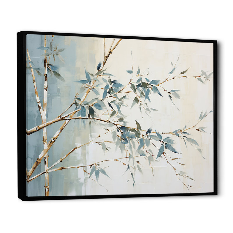 «Green Zen Moment», art sur toile de bambou, H 30 po x l 40 po x P 1,5 po, Cadre flottant noir