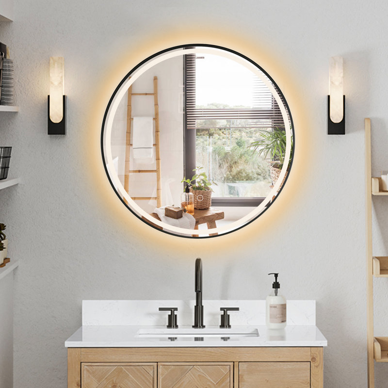 Metal Wall Mirror, 24" x 24", Black