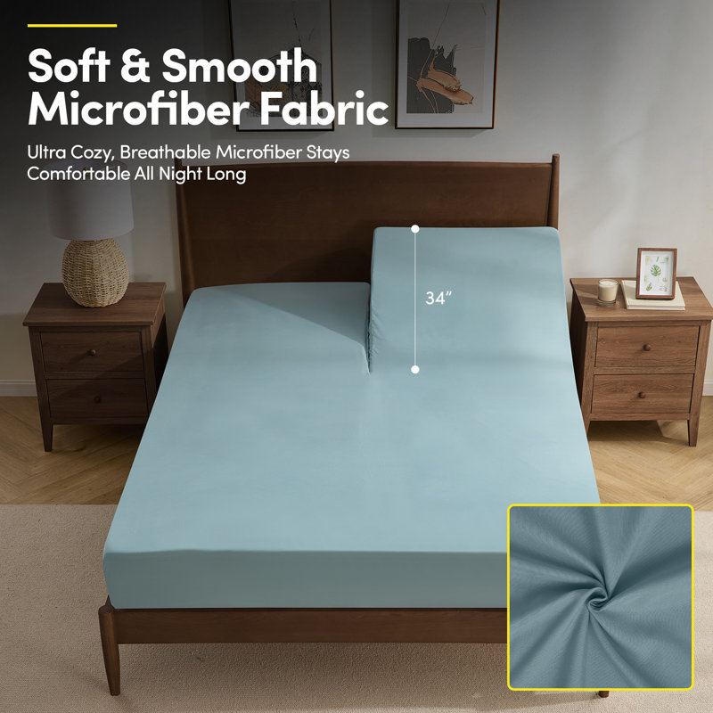Ensemble de draps luxueux en microfibre 1800, Bleu brumeux, Très grand séparé