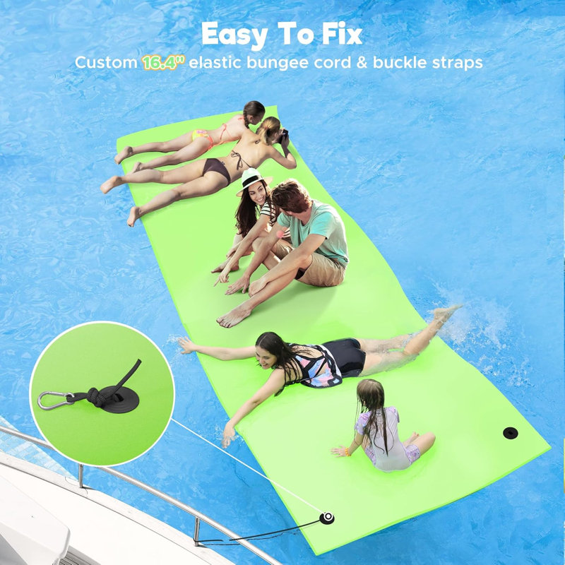 3 Layer Floating Water Mat, Floating Water Pad, Lily Pad for Lake River Ocean Boating, Green, 0.1"H  x 186"L x 60"W 