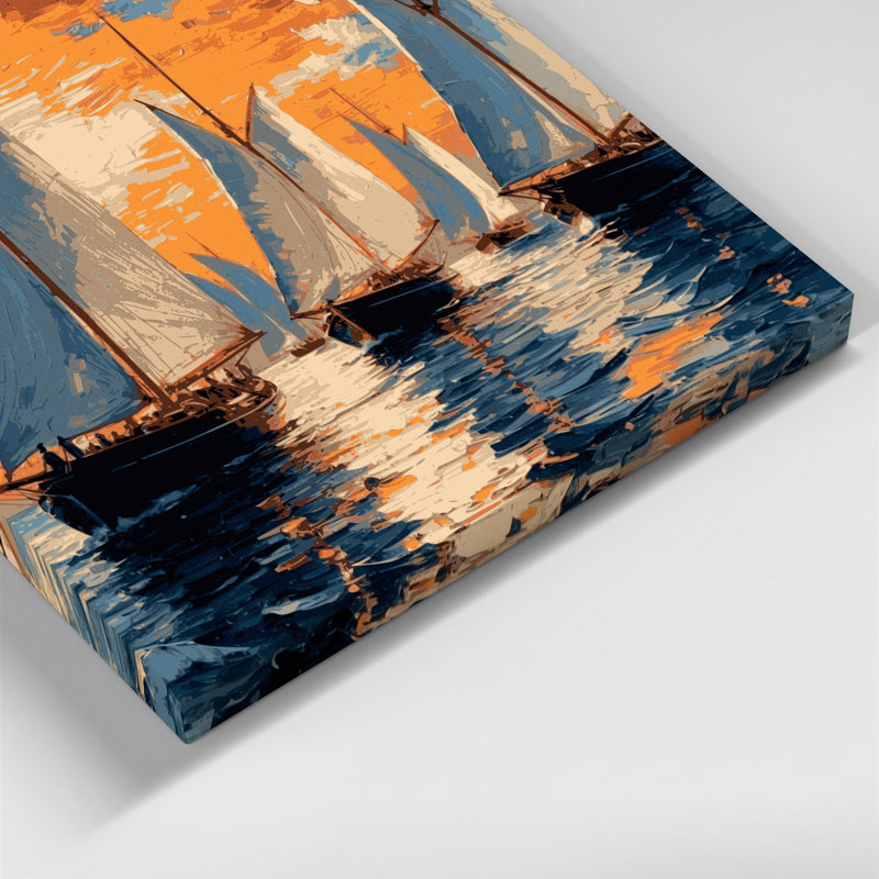 Art nautique gris sur toile, H 8 po x l 10 po