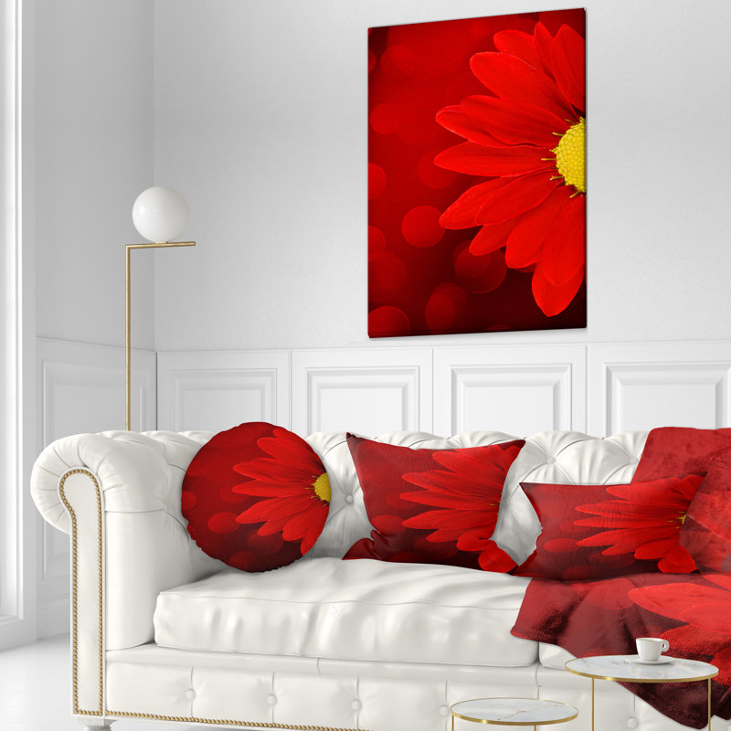 Fleur rouge avec fond illuminé - Coussin décoratif imprimé floral, Rectangle, 12 po x 20 po