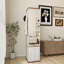 Armoire de rangement rotative avec miroir pleine longueur et tablettes ouvertes
