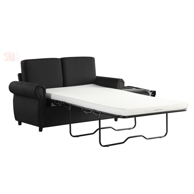 Canapé-lit escamotable de 57,5 po avec matelas à mémoire de forme simple Siofra, Black