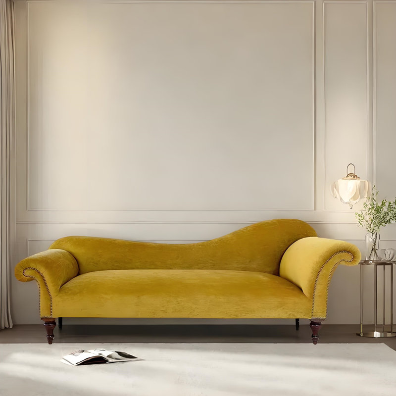 Chaise longue décontractée élégante et confortable, Jaune citron, Orienté à droite