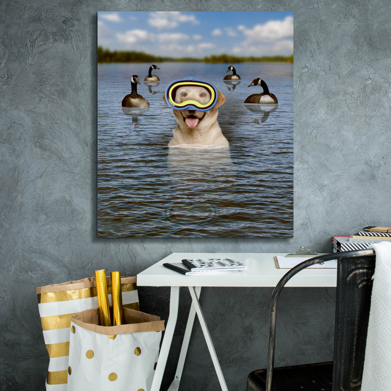 Toile épique Graffiti «Lab and Geese» par John Hovenstine, 26 po x 30 po, H 30 po x l 26 po