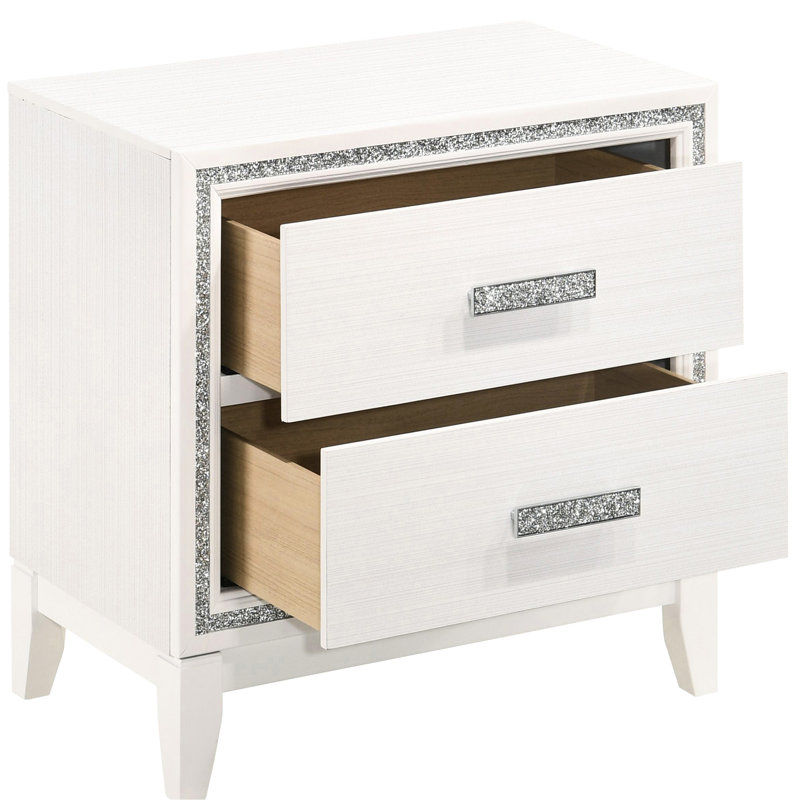Table de chevet blanche 2 - touche moderne et coffre-fort avec rangement