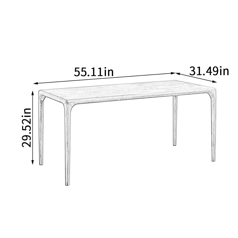 Grande table longue en noyer durable tout en bois massif, H 29,52 po x L 55,11 po x l 31,49 po