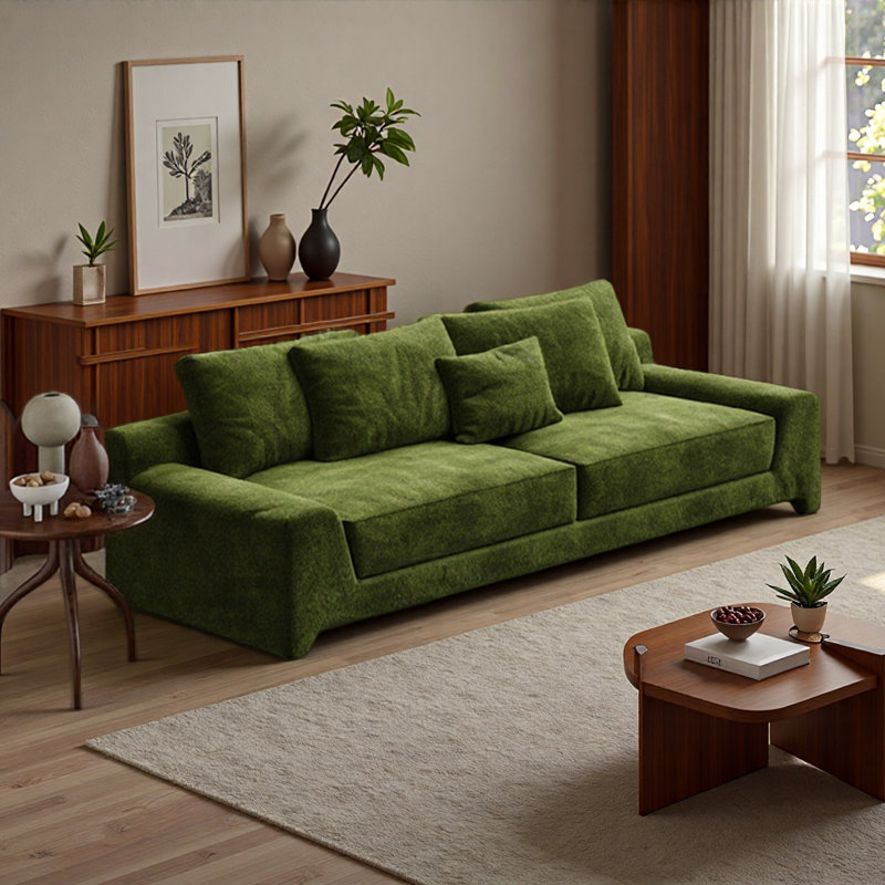 Green Chenille Upholstered Sofa