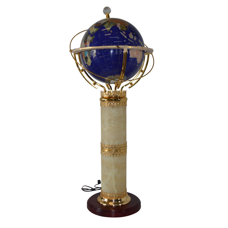 Bleu ciel illuminé Geyer - Globe terrestre tourné par un moteur - Dimensions: L 19 po x l 19 po x H 42 po, Bleu