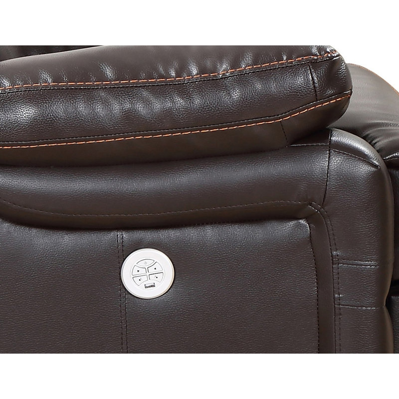 Luxurious 43" Brown Faux Leather Power Recliner with Metal Base