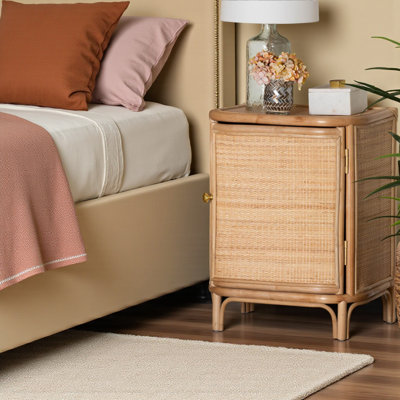 Marcel Natural Rattan2-Shelves Nightstand in Bohemian Style, 24.29" H X 18.38" W X 14.41" D