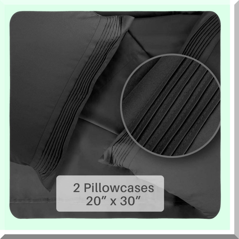 Luxury Black Microfiber Bedding Set - 1800 Thread Count Queen Bed Sheet Set with Pillowcases. Hypoallergenic, Wrinkle & Fade Resistant, 16" Deep Pocket Sheets.