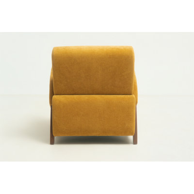 Méridienne, fauteuil d'appoint, canapé décoratif en tissu de velours de 28,15 pouces, avec quatre pieds en bouleau, convient au salon, au bureau, au bureau ou aux loisirs, au curcuma